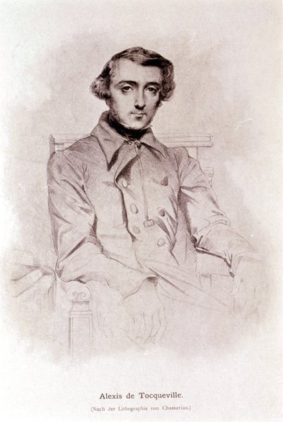 Portrait of Alexis de Tocqueville. Lithograph of Chasseriau. 19th century. by Théodore Chassériau