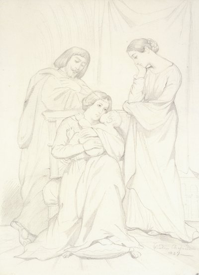 Presumed Portrait of the Comte Oscar de Ranchicourt and his Family in Troubadour Costumes by Théodore Chassériau