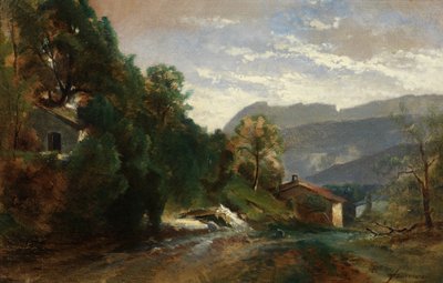 Mountainous Landscape at Voreppe, Dauphiné by Théodore Fourmois