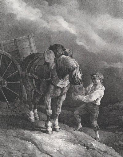 Boy Feeding a Cart Horse from a Nose Bag by Theodore Gericault