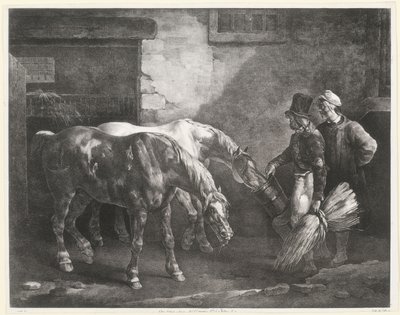Two Post-Horses at a Stable Door by Theodore Gericault