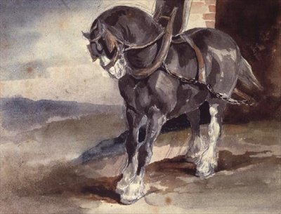 Draft Horse by a House by Theodore Gericault