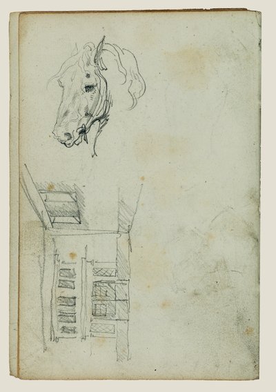 Horse Head, View of a Courtyard by Theodore Gericault