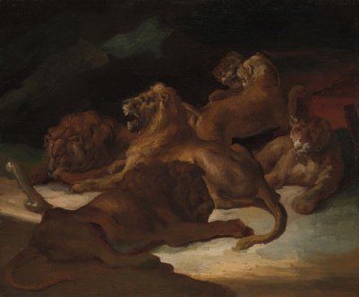 Lions in a Mountainous Landscape, ca. 1818-20 by Theodore Gericault