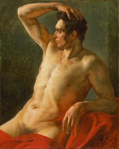 Male Torso in Profile, Right Arm Raised by Theodore Gericault