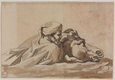 Man Clutching a Horse in Water, after Poussin
