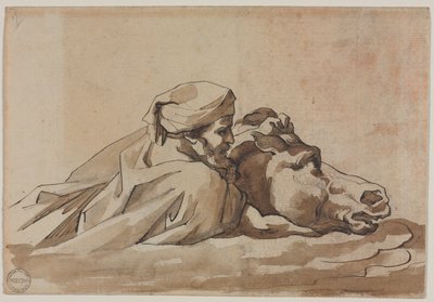 Man Clutching a Horse in Water, after Poussin