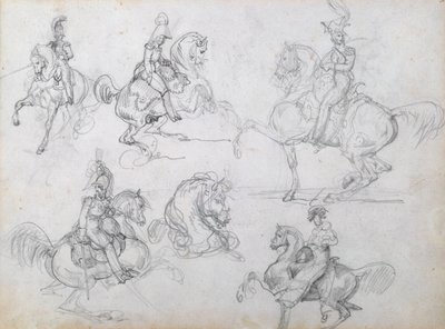 Riders on prancing horses by Theodore Gericault