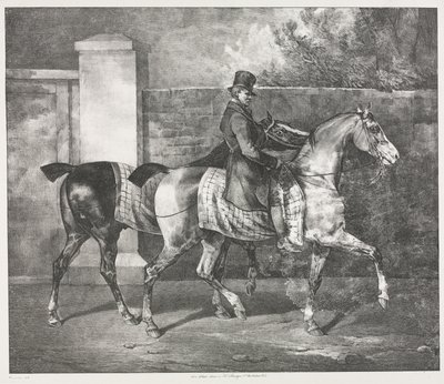 Two Horses Exercised by a Jockey by Theodore Gericault