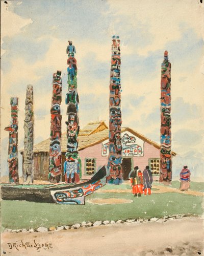 Alaska Building with Totems at St. Louis Exposition by Theodore J. Richardson