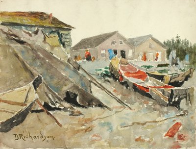 Drying Blankets over Canoes by Theodore J. Richardson