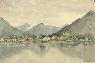 Sitka from the Islands, Showing Russian Castle by Theodore J. Richardson
