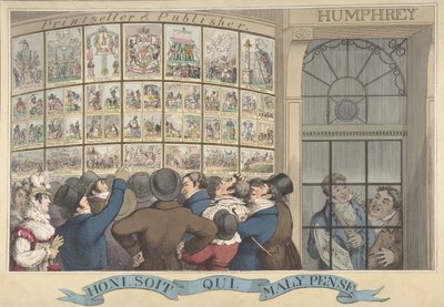 Honi. Soi. Qui. Mal. Y. Pense: The Caricature Shop of G. Humphrey, 27 St. James..., August 12, 1821 by Theodore Lane