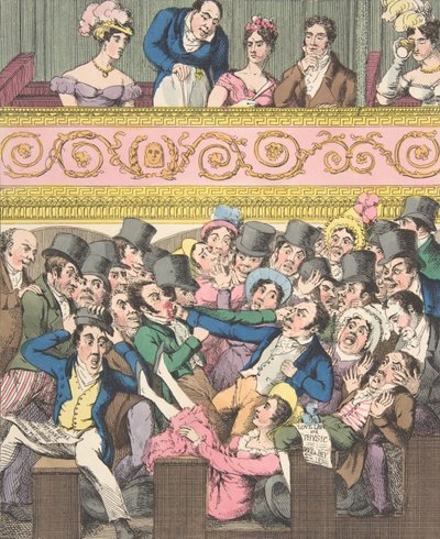 Theatrical Pleasures, Plate 2: Contending for a Seat, ca. 1835 by Theodore Lane