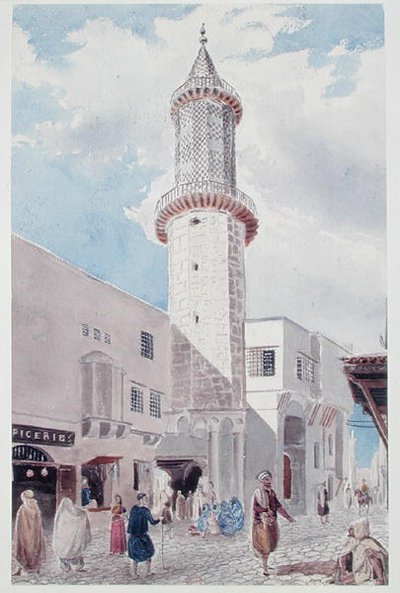 The Minaret of the Mosque on Rue de Chartres and Rue Bab-Azoun, Algiers by Theodore Leblanc