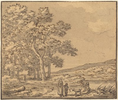 A Landscape with Three Figures and a Dog by Theodore Rousseau