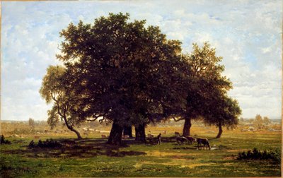 A Group of Oak Trees, Apremont by Pierre Etienne Theodore Rousseau