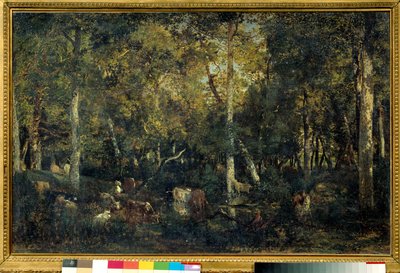 Interior of the forest called the Old Dormitory of Bas-Breau (Fontainebleau forest) by Pierre Etienne Theodore Rousseau