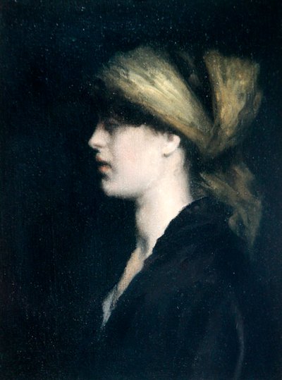 Chiaroscuro, a Profile, the Golden Scarf, c.1900 by Theodore Roussel