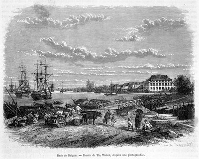 Rade de Saigon. Drawing by Th. Weber, based on a photograph by Theodore Weber