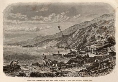 Tuna fishing in Proelucca Bay (Gulf of Fiume or Rijeka, Istria). Engraving illustrating a story about Dalmatia by Theodore Weber
