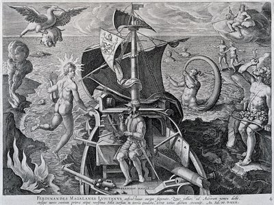 Allegory on the travels of Ferdinand Magellan by Theodore de Bry