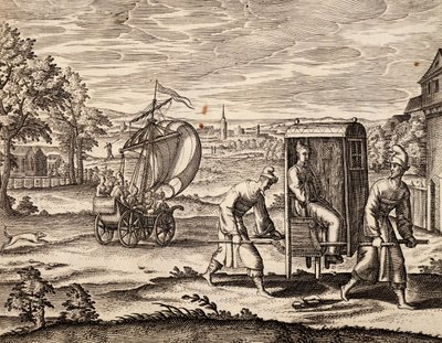 Chinese Sedan, East India, engraving from work by Theodor de Bry by Theodore de Bry