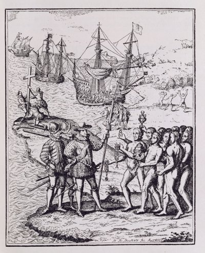 Columbus at Hispaniola by Theodore de Bry