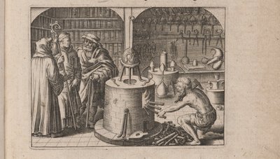 Illustration for Tripvs avrevs, hoc est, Tres tractatvs chymici selectissimi, 1618 by Theodore de Bry
