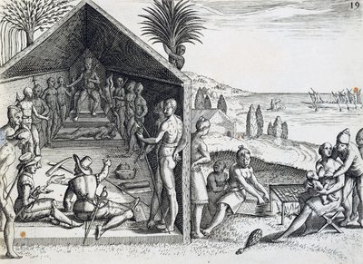 King Receiving European Visitors, Cape Lopez, Gabon, from India Orientalis by Theodore de Bry