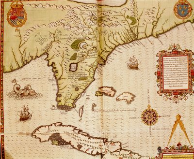 Map of Florida and Cuba by Theodore de Bry