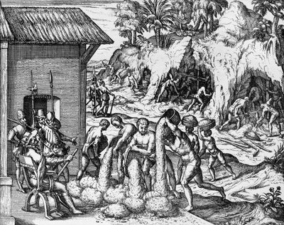 Mining for Minerals in Central and South America, engraving from Americae pars V, by Theodor de Bry by Theodore de Bry