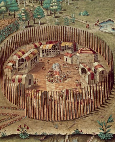 Native American Fortified Village in Virginia by Theodore de Bry