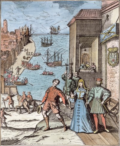 Parting of Columbus with Ferdinand and Isabella, from 