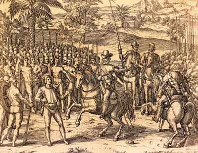 Pizarro Being Welcomed by the Natives by Theodore de Bry
