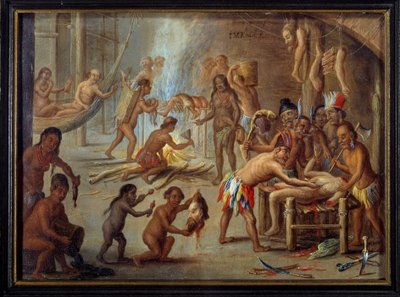 Scene of Cannibalism in Brazil in 1644 by Theodore de Bry