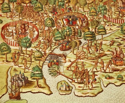 Techniques of Siege and Attack, from Americae Tertia Pars by Theodore de Bry