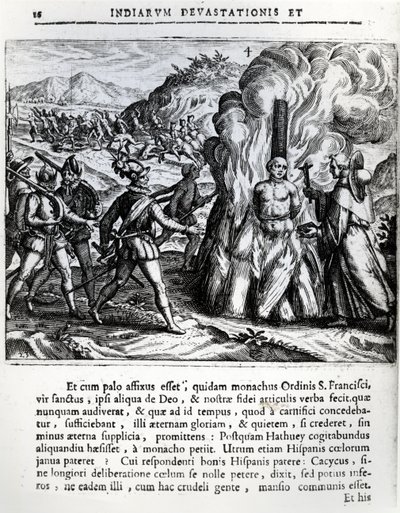 The Burning of Hatuey by the Spaniards at Yara, Cuba, on February 2, 1512 by Theodore de Bry