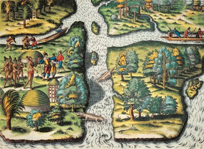 The French Help the Natives to Get Food by Theodore de Bry
