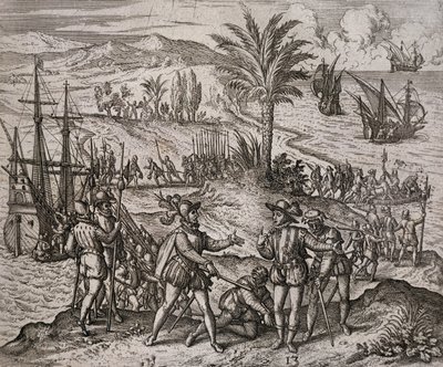 The Arrest of Christopher and Bartholomew Columbus by Order of Francisco de Bodadilla by Theodore de Bry