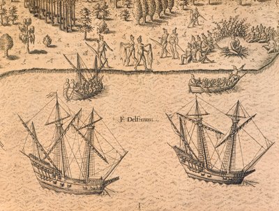The Arrival of French Ships in Florida by Theodore de Bry