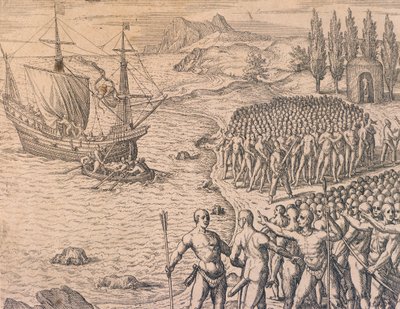 The arrival of the Portuguese in Peru by Theodore de Bry