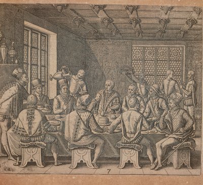 The Egg of Columbus, engraving by Theodor de Bry from Americae pars quarta by Theodore de Bry