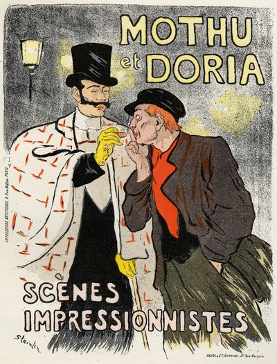 Art. Entertainment. The singers Mothu and Doria. Poster by Steinlen, France by Théophile Alexandre Steinlen