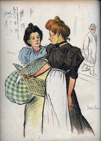 The Washerwomen - Drawing by Theophile Alexandre Steinlen in 