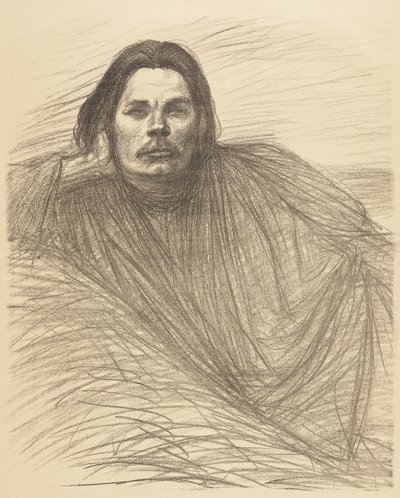 Portrait of Maxim Gorki Lying Down by Théophile Alexandre Steinlen