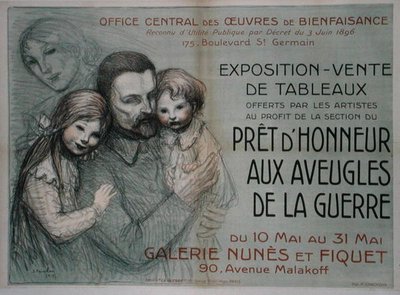 Poster advertising an art sale in aid of blinded soldiers by Théophile Alexandre Steinlen