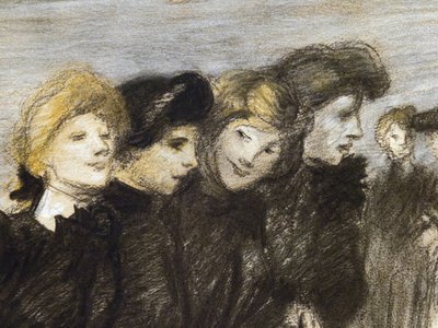 The Exit of the Midinettes (detail) (before 1907) by Théophile Alexandre Steinlen