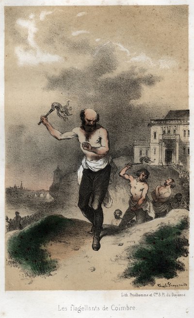 The Flagellants of Coimbre: The Jesuites of Coimbra in Portugal Make Penance for Their Sin in Public by Flogging Around 1560 by Theophile Evariste Fragonard