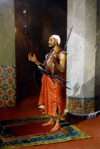 Turkish guard praying, late 19th-early 20th century by Theophile Marie Francois Lybaert